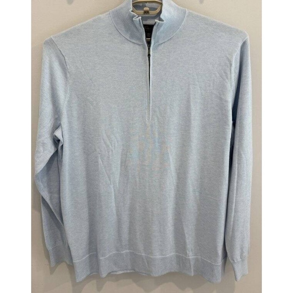 Brooks Brothers Supima Cotton 1/4 Zip Mens Sweater Pale‎ Blue New Size 1XLT XLT